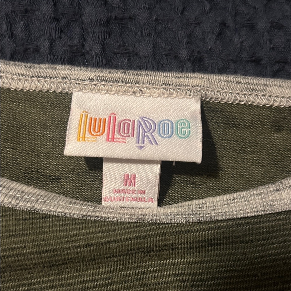 LuLaRoe Forest Green Tee with Gray Accents